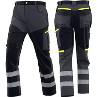 Men's Workwear pants with Hi Vis stripes Multi-Pockets Cargo Trousers Blue Grey Black