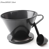 Reusable Plastic Coffee Cone Coffee Filter Holder Maker Pour Over Coffee Cup Dripper Mesh Strainer With Measuring Spoon