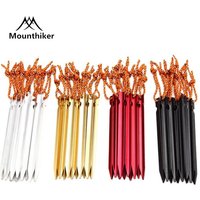 Mountainhiker 8pcs/lot 18CM Aluminum Alloy Tent Pegs Nail with Rope Camping Hiking Equipment Outdoor Traveling Tent Accessories