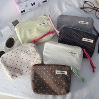Korean Dot Love Canvas Coin Wallet Portable Mini Coin Pouch Simple Fabric Zipper Coin Purse Key Earphone ID Bag Kids Cute Purse