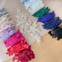 6Pcs=3Pairs. 23*10.5cm Rope Embroidery Lace Mirrored Flowers. Headdress DIY Sewing Accessories.Doll Clothing Decoration