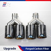 ER Exhaust Dual Tips Forged Carbon Fiber modify for car accessories Upgrade Muffler Nozzle burnt blue car exhaust pipe