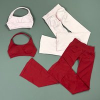 HISTELLO 2Pcs Flare Leggings Set Seamless Women Scrunch Butt Flared Yoga Pants and Open Back Halter Bra Gym Fitness Flare Suit