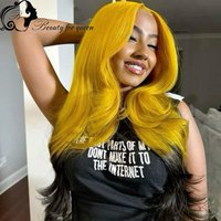 Black Blonde Two Tone Lace Front Human Hair Wigs For Women Straight 180% Density Dark Roots Glueless 13x6 Lace Frontal Wigs
