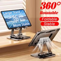 360° Rotatable Metal Tablet Stand Adjustable Foldable Desktop Stand Holder Heat Dissipation For iPad Samsung 4–16” Laptop Tablet