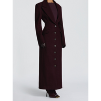 Langer Damenmantel, schmal, V-Ausschnitt, einreihig, Mäntel, Schulterpolster, Maxi-Jacken mit Gürtel, 2025, neue Winter-Damen-Outwear für den Pendelverkehr