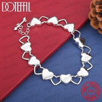 Elegant 925 Sterling Silver 8-inch Exquisite Openwork Heart-Shaped Bracelet for Women, Fashionable Party Jewelry