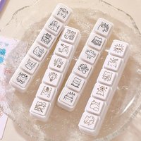 6-in-1 Cute Cat Stamp Set Creative Kawaii Cartoon Journal Material Basic Impression Rubber Stamps for Scrapbook Decoration