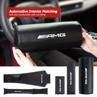 Car Logo Seat Headrest Shoulder Carbon Fiber Pillow Pads Auto Accessories For Smart EQ Cabrio Crossblade ROADSTER City-Coupe 452