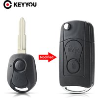 KEYYOU 2 Buttons Modified Flip Folding Remote Car Key Case For SsangYong Actyon Kyron Rexton Key Shell Case Blank Uncut Blade