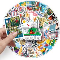 50pcs France Travel Landscape Stickers Pack Eiffel Tower Landmark Decals for Laptop Luggage Decorative Gift