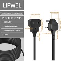 1pc black multifunctional power extension cord socket 13A 3250W suitable for garden and camping use Power cord extension socket