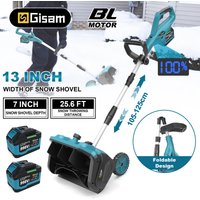 Gisam 3500W Déneigeur Électrique Sans Balais Pliable Sans Fil pour Nettoyage de Rue et Cour, Compatible Batterie Makita 18V