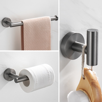 Gun Gray Bathroom Hardware Set Stainless Steel Bathroom Accessories Set Wall Mounted Towel Bar Towel Ring Toilet Paper Roll Hold
