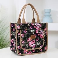Fashion Handbag Floral Print Lunch Bag Large Capacity Thermal Thickened Thermal Insulation Bag Portable Ice Pack Women