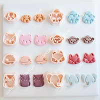 8pcs Mini Cat Dog Owl Monkey Fox Elephant Hedgehog Clay Cutters, Animal Themed Polymer Clay Molds for Jewelry & Earring Making