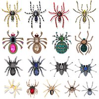 Hot Punk Exaggerated Spider Brooch Luxury Crystal Quality Insect Big Spider Pearl Accessory Pin Halloween Day Jewelry Gift