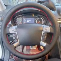 Customize Perforated Leather Trim Hand Sewn 2007-2014 Galaxy 2006-2015 S-Max 2006-2014 Car Steering Wheel Cover For Ford Mondeo