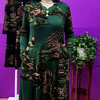 High-end Long-sleeved Dress for Middle-aged and Elderly Autumn Bottoming Mother Wear Loose Large Size Age-reducing Style Skirt