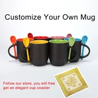 Diy Outside black In color mug Color Changing Mug,custom your photo on Tea cup,unique Ceramic Coffee Cup best gift for friends