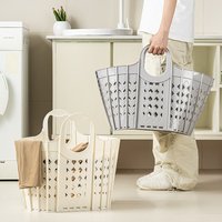 Foldable Laundry Basket Large Capacity Hollow Plastic Storage Basket