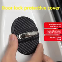 4Pcs Car Door Lock Cover Pad Carbon Fiber Pattern Door Latch Protector Thickened Shock-Absorbing Buffer Cushion