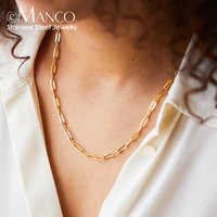 eManco Paperclip Link Chain Women Necklace Stainless Steel Gold Color Chain Necklace For Women Men Jewelry Hot wholesale