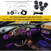 12 Kolorów Ambientowe Oświetlenie do Mercedes-Benz A/CLA/GLA W176 W117 W156 NTG4.5 / NTG5.0 LED Lampki Dekoracyjne do Kratki Wentylacyjnej Samochodu