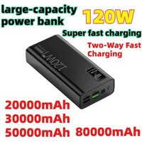 Powerbank 80000mAh 50000mAh 30000mAh 20000mAh 120W Super Fast Charging Power Bank For Xiaomi iPhone Samsung Power Bank