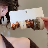 6/10 Pcs C-shaped Acrylic Stud Earrings for Women Vintage Casual Water Drop Heart Nail Earring Trendy Jewelry Sets Wholesale K