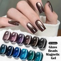 Glass Beads Cat Magnetic Gel Nail Polish Blue Brown Winter Colors Magnetic Gel Semi Permanent Soak Off UV Gel Varnish Manicure