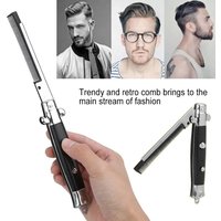 Stainless Steel Folding Pocket Comb Portable Switch Blade Style Hair Grooming Comb for Men Daily Styling and Travel Use