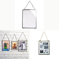 1 Piece Vintage Style Antique Black Rectangle Double Sided Glass Wall Hanging Photo Picture Frame Home Decoration Art DIY Gift