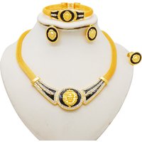 Fashion animal lion head gold plated jewelry set women's banquet wedding bride necklace set accessories