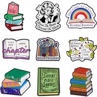 Bookworm's Delight Brooches For Women Books Enamel Pin Metal Badge Jewelry Clothing Backpack Accessories Reader Gifts