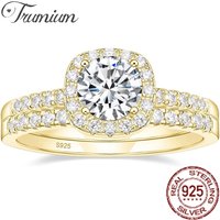 Trumium 1.25CT 925 Sterling Silver Bridal Rings Set 5A Cubic Zircon CZ Engagements Rings Wedding Bands for Women Fine Jewelry