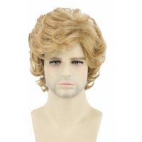 HAIRJOY Synthetic Hair Men Wigs Blonde Short Curly Wavy Layered Cosplay Costume Party Wig Man Wig Halloween Wigs