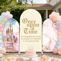 Girl Princess Birthday Arch Backdrop Cover Fancy Bow Fairytale Castle Fantasy Baby Shower Decoration Background Photo Studio