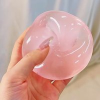Soft Maltose Toy, Cute Anti-Stress Mochi, Soft Sensory Toy, Blue/Pink Transparent Ball, Quick Bounce Decompression Toy