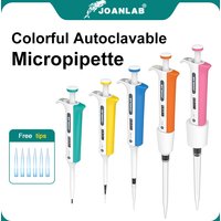 JOANLAB Adjustable Autoclavable Micropipette, Precision Laboratory Pipette for Chemistry Biology Lab, Free Pipette Tips