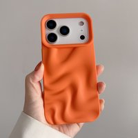 Simple Fashion Orange Irregular Ripple Phone Case For iPhone 17 Pro Max Air 16 15 14 13 12 11 Soft Matte TPU Back Cover