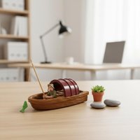 1 Set Fish Tank Pond Landscaping Decoration Handmade Floating Boat Fisherman Mini Boat Model Aquarium Accessories