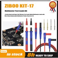 ZIBOO KIT-17 Multimeter Test Leads Kit, Professional and Soft Silicone Test Leads Digital Multimeter Leads with Ultra-Sharp.