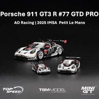 MINIGT 1:64 MGT1143 Porsche 911 GT3 R #77 2025 IMSA Petit Le Mans Alloy Toys Motor Vehicle Diecast Metal Model for Children