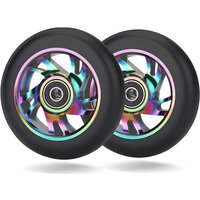 2 Pcs 100Mm Scooter Replacement Wheels With Bearing Stunt Scooter Pu Wheels For Rocking Cars, Extreme Cars, Scooters