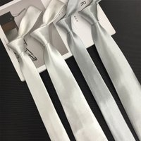Pure white tie pocket towel light silver gray white Korean narrow formal wear casual activity hand zip Neck tie
