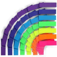 7 Packs (140 Sheets Per Pack, ) Rainbow Color Thin Index Strips, Transparent Self-Adhesive Page Tabs, Writable Stationery