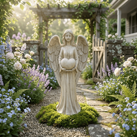 16.5 Inch Outdoor Garden Statue - Angel Holding Heart Resin Ornament Guardian Angel Decorative Sculpture for Lawn Terrace Garden