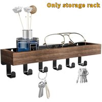 Display Rack Multifunctional Wooden Key Holder Household with 6 Hooks Wall Mounted Key Holder Durable Storage Rack Kitchen