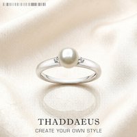 Pearl And Zircon Ring Europe Style Brand New Glam Fine Jewerly For Women Spring 925 Sterling Silver Trendy Gift